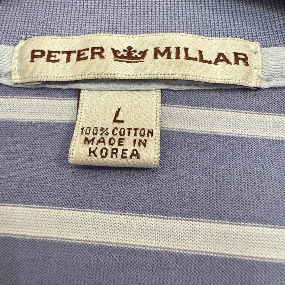 Peter Millar Polo Mens LARGE Shirt Cotton Stretch Golf Casual Breathable Striped - Picture 4 of 5
